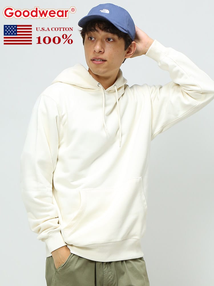 Goodwear (グッドウェア) USAコットン 無地 プルオーバー 長袖 パーカー WEB限定