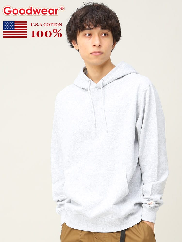 Goodwear (グッドウェア) USAコットン 無地 プルオーバー 長袖 パーカー WEB限定