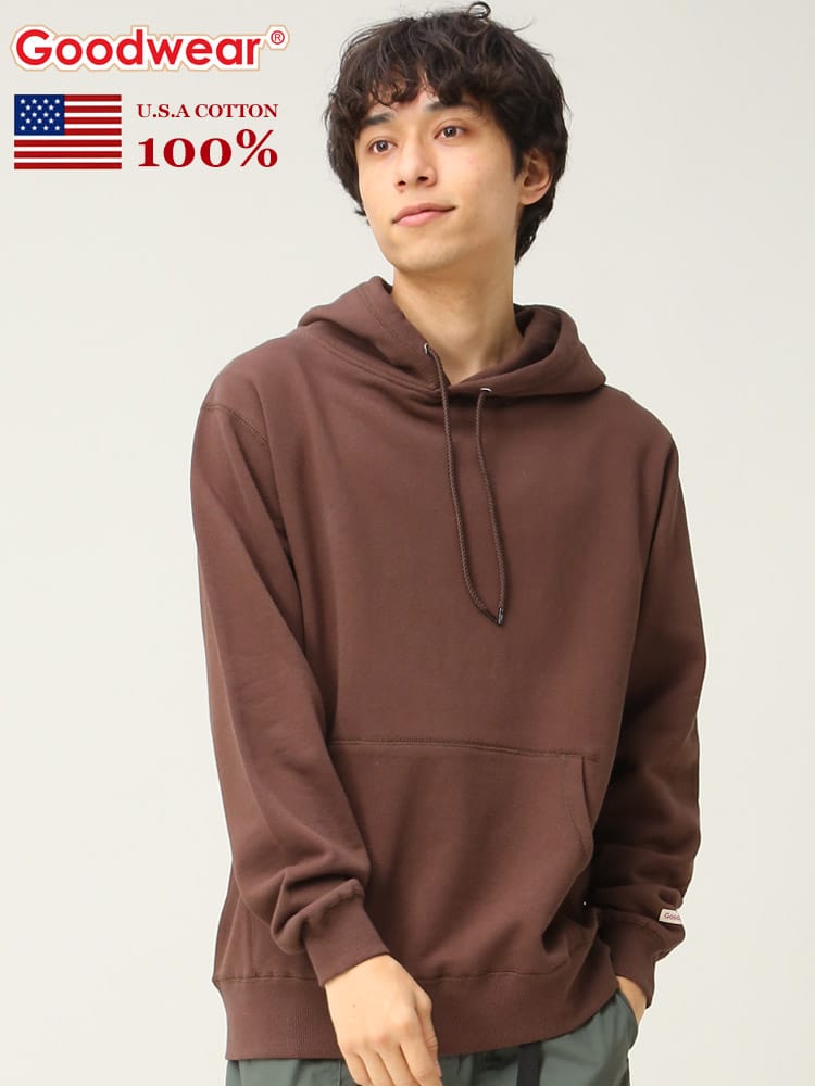 Goodwear (グッドウェア) USAコットン 無地 プルオーバー 長袖 パーカー WEB限定