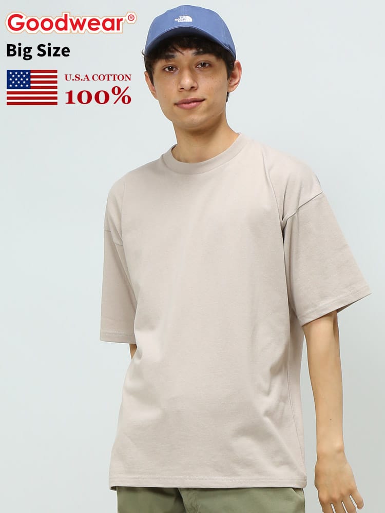 Goodwear (グッドウェア) USAコットン 無地 クルーネック BIG 半袖 Tシャツ WEB限定