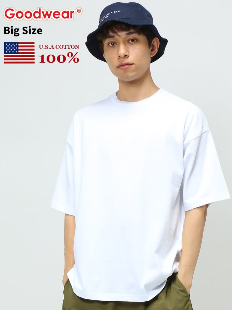 Goodwear (グッドウェア) USAコットン 無地 クルーネック BIG 半袖 Tシャツ WEB限定