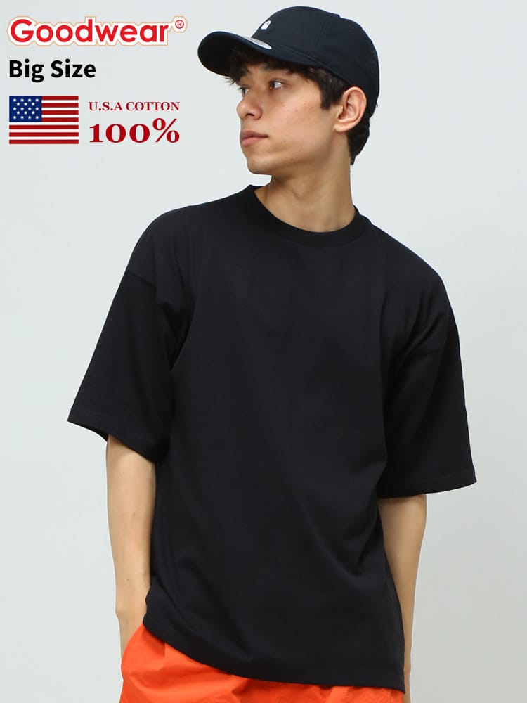 Goodwear (グッドウェア) USAコットン 無地 クルーネック BIG 半袖 Tシャツ WEB限定