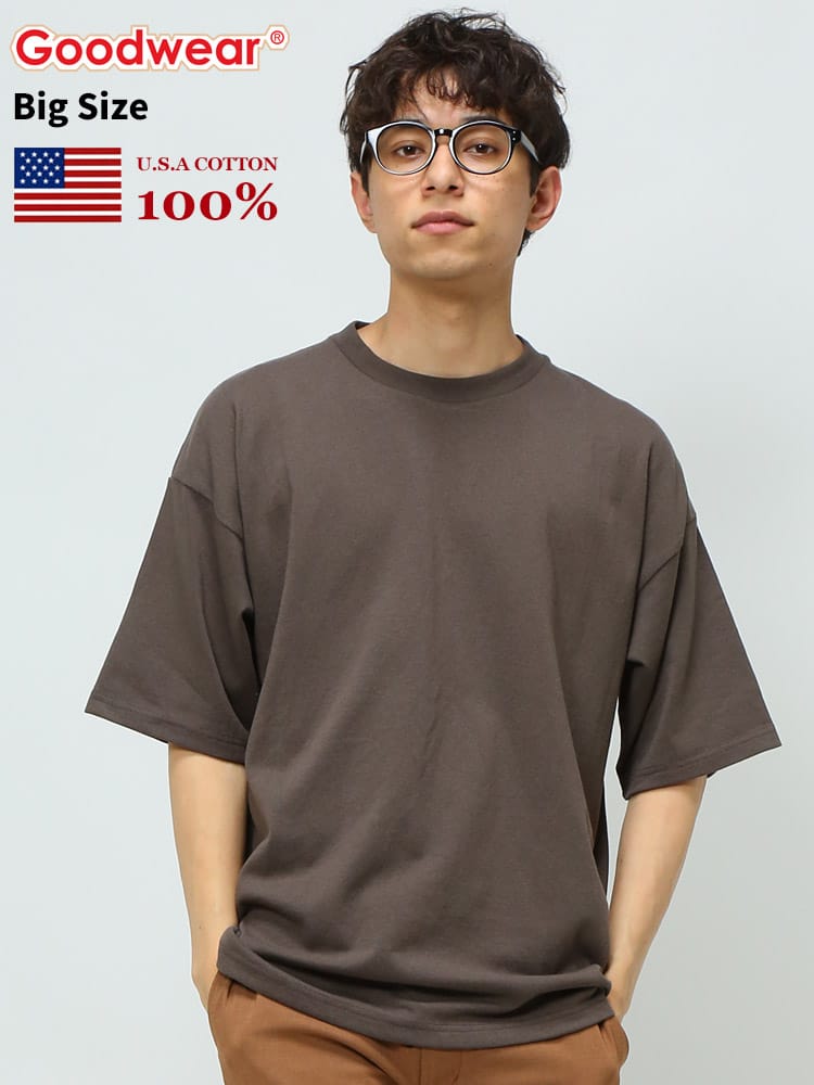 Goodwear (グッドウェア) USAコットン 無地 クルーネック BIG 半袖 Tシャツ WEB限定