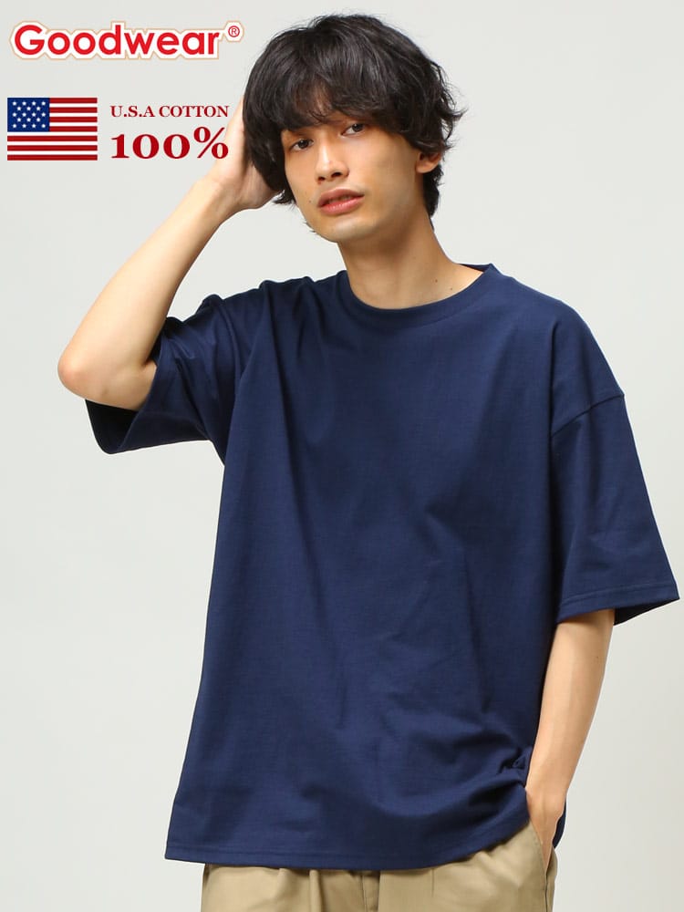 Goodwear (グッドウェア) USAコットン 無地 クルーネック BIG 半袖 Tシャツ WEB限定