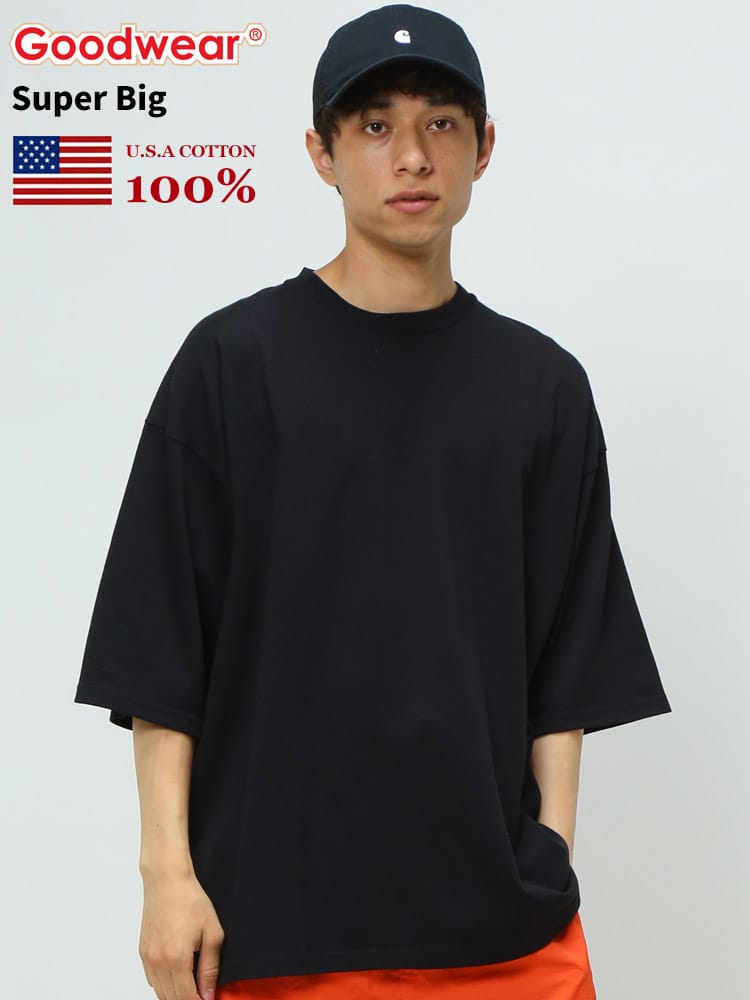 Goodwear (グッドウェア) USAコットン 無地 クルーネック SUPER BIG 半袖 Tシャツ WEB限定