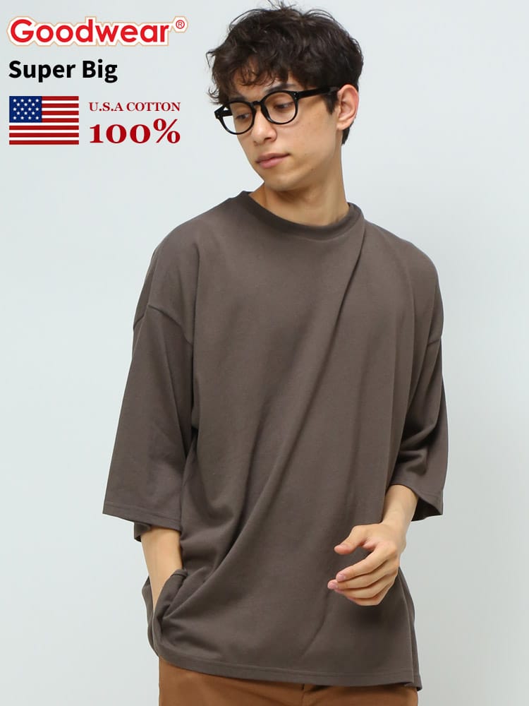 Goodwear (グッドウェア) USAコットン 無地 クルーネック SUPER BIG 半袖 Tシャツ WEB限定