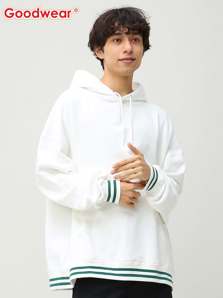 Goodwear (グッドウェア) リブライン プルオーバー パーカー オーバーサイズ ビッグシルエット BIG