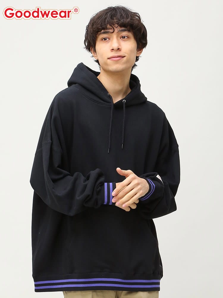 Goodwear (グッドウェア) リブライン プルオーバー パーカー オーバーサイズ ビッグシルエット BIG