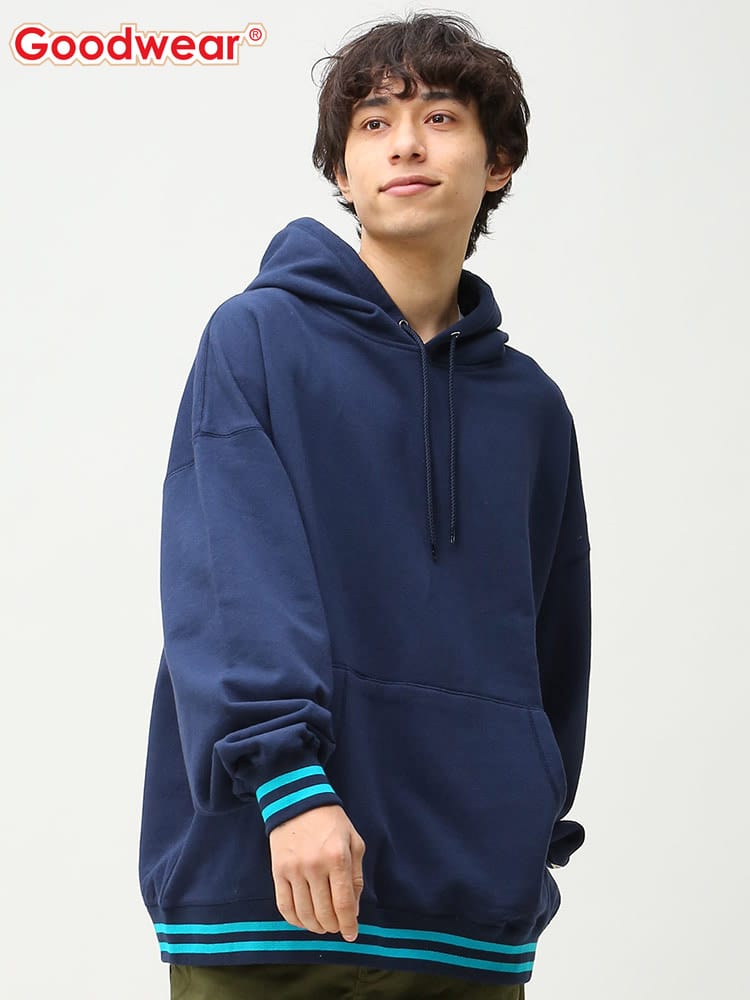 Goodwear (グッドウェア) リブライン プルオーバー パーカー オーバーサイズ ビッグシルエット BIG