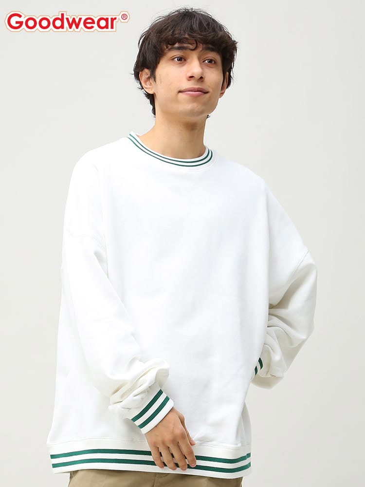 Goodwear (グッドウェア) リブライン クルーネック 長袖 トレーナー スエット スウェット BIG