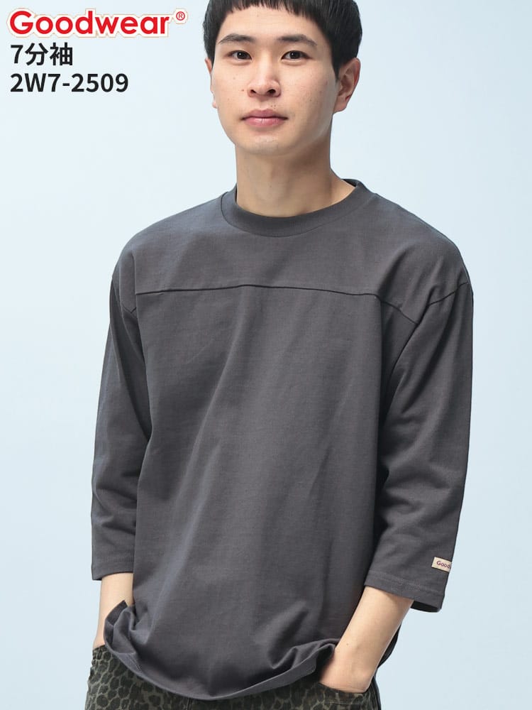 グッドウェア Tシャツ 7分袖 2W7-2509 フットボール Goodwear USAコットン 切り替え クルーネック フットボール 2W72509