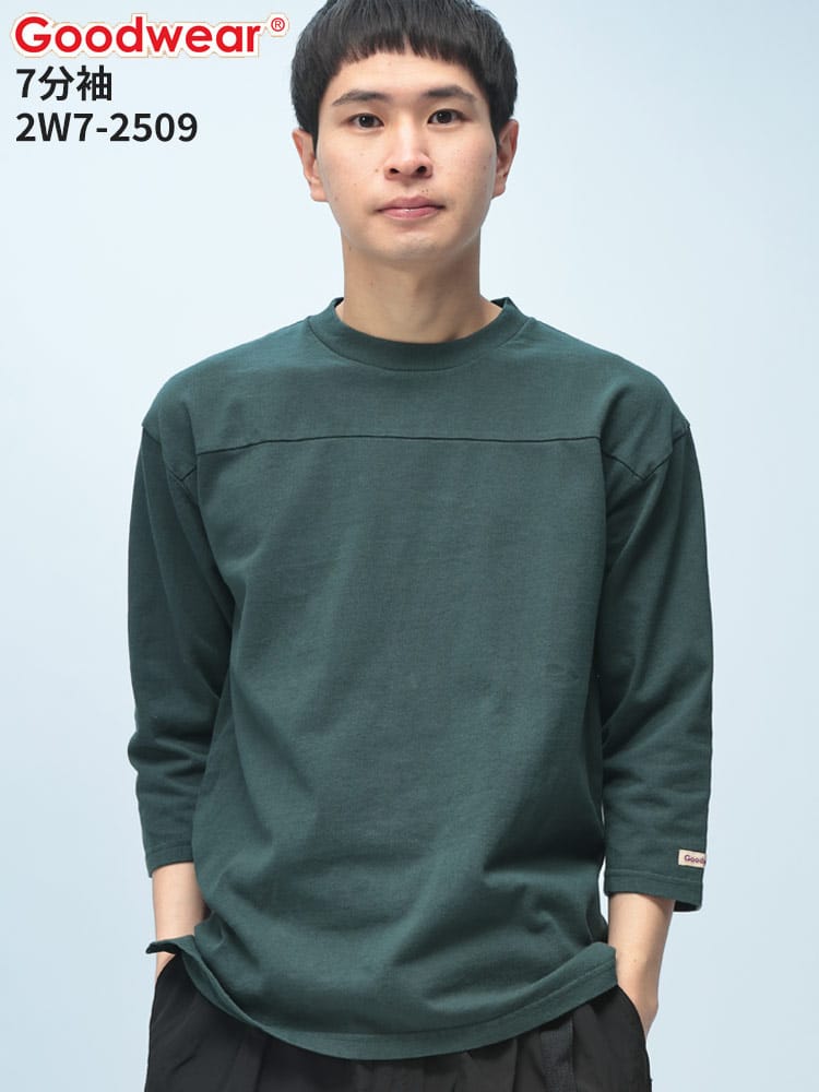 グッドウェア Tシャツ 7分袖 2W7-2509 フットボール Goodwear USAコットン 切り替え クルーネック フットボール 2W72509