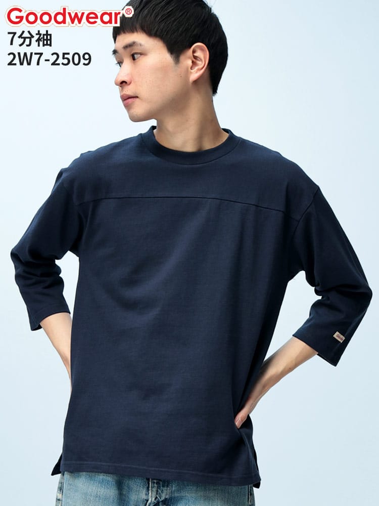 グッドウェア Tシャツ 7分袖 2W7-2509 フットボール Goodwear USAコットン 切り替え クルーネック フットボール 2W72509