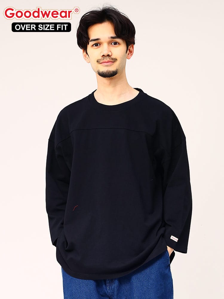 グッドウェア Tシャツ 7分袖 2W7-0505 フットボールBIG TEE Goodwear USAコットン 無地 クルーネック 2W70505