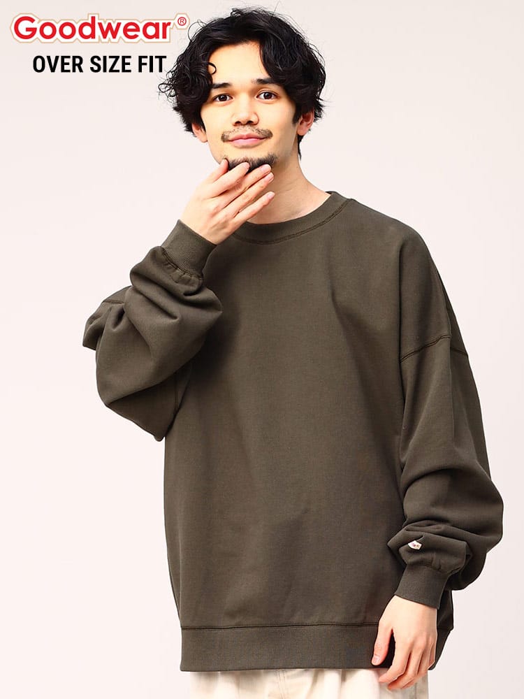 Goodwear (グッドウェア) USAコットン 無地 クルーネック スウェット トレーナー BIG オーバーサイズ ビッグシルエット スエット