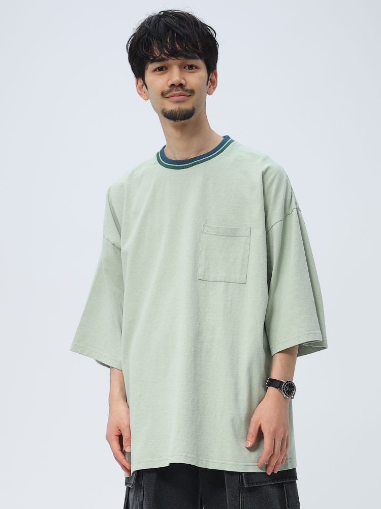 Goodwear (グッドウェア) USAコットン リブライン ポケット クルーネック 半袖 Tシャツ SUPER BIG