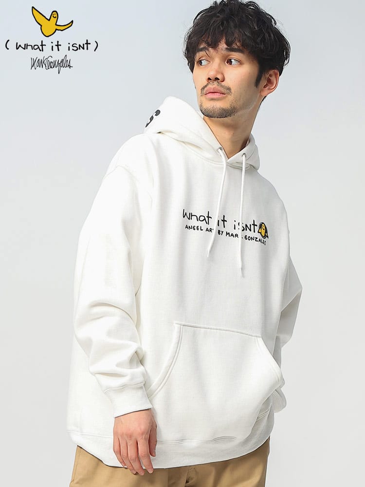 What it isNt (ワット イット イズント) 裏起毛 バックプリント プルオーバー パーカー