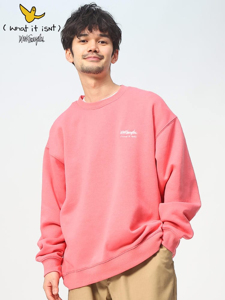 What it isNt (ワット イット イズント) 裏起毛 バックプリント クルーネック トレーナー