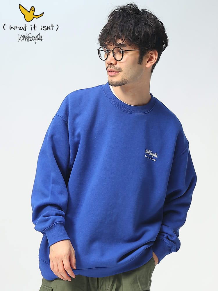 What it isNt (ワット イット イズント) 裏起毛 バックプリント クルーネック トレーナー