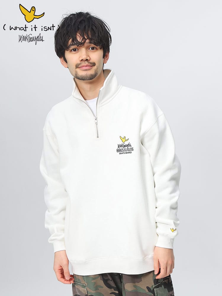 Mark Gonzales (マークゴンザレス) 裏起毛 バックロゴ RELAX FIT ハーフジップ トレーナー