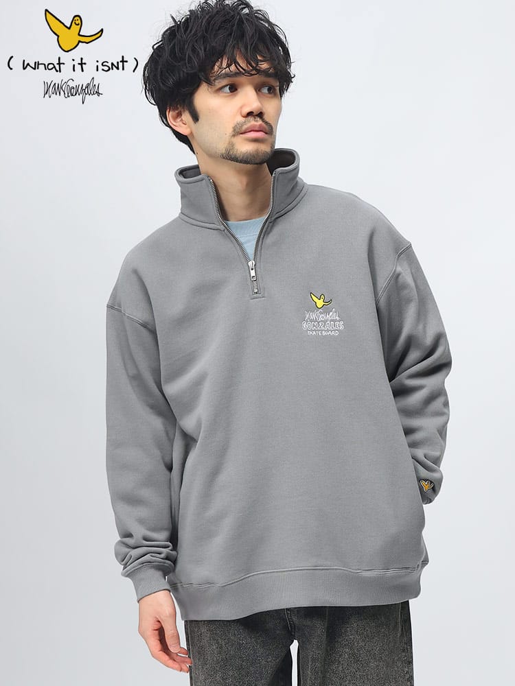 Mark Gonzales (マークゴンザレス) 裏起毛 バックロゴ RELAX FIT ハーフジップ トレーナー