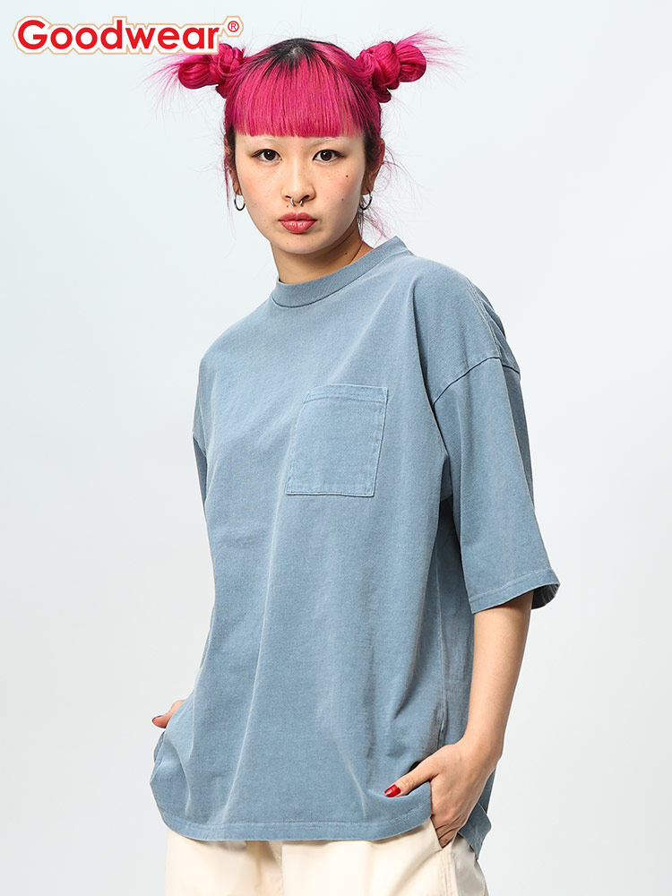 Goodwear (グッドウェア) USAコットン ヴィンテージ風 ポケット付き クルーネック 半袖 Tシャツ SUPERBIG TEE