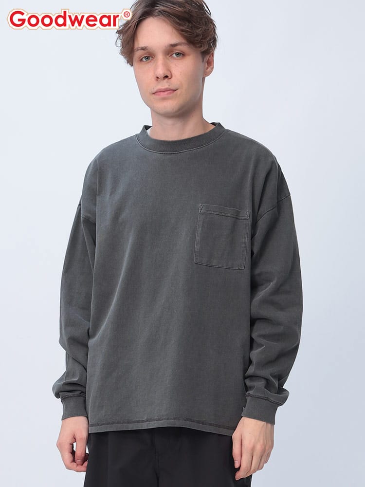 Goodwear (グッドウェア) USAコットン 無地 ポケット付き 長袖 Tシャツ 2W764204