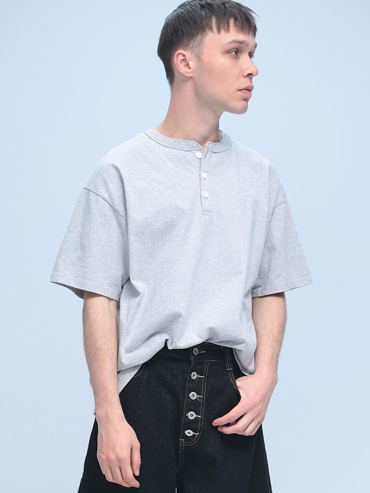 Goodwear (グッドウェア) USAコットン ヘンリーネック 半袖 Tシャツ BIG TEE