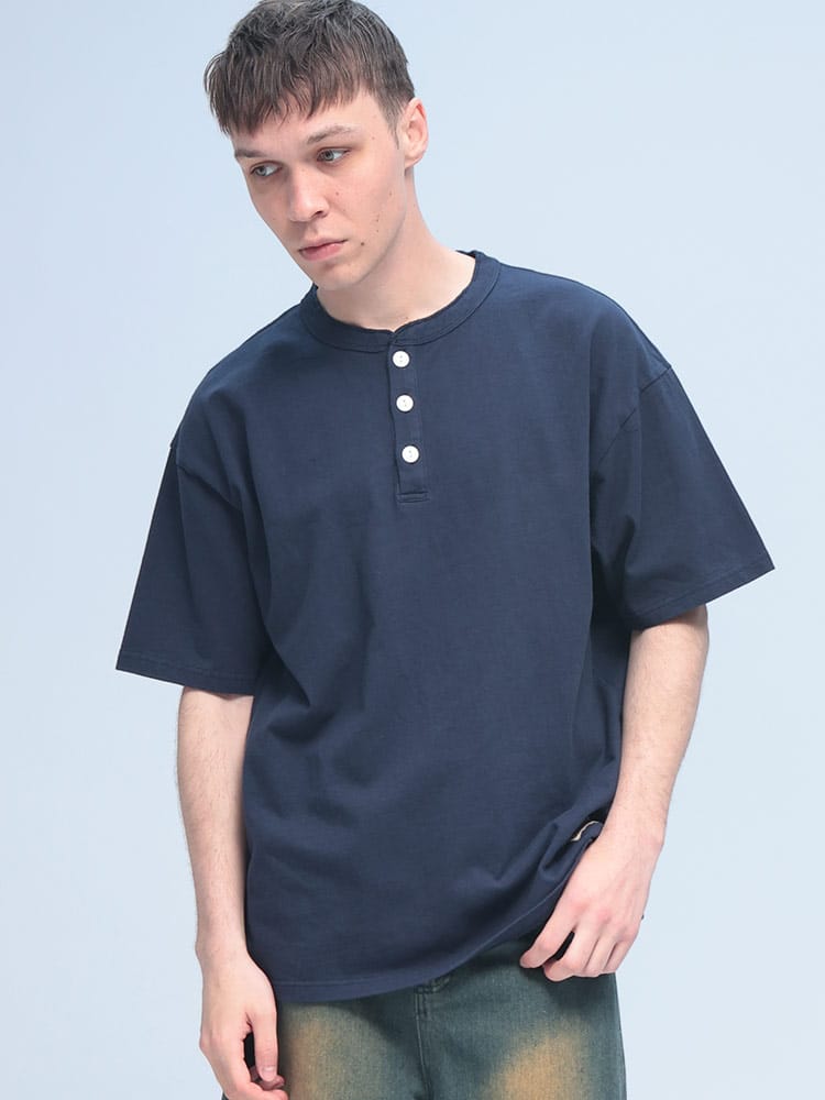 Goodwear (グッドウェア) USAコットン ヘンリーネック 半袖 Tシャツ BIG TEE