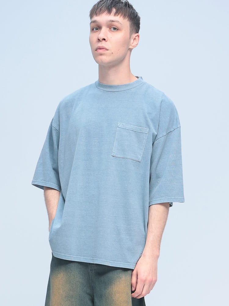 Goodwear (グッドウェア) 製品染め ポケット クルーネック 半袖 Tシャツ SUPER BIG TEE