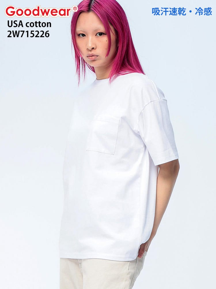 GOODWEAR (グッドウェア)  吸汗速乾 冷感 Tシャツ 半袖 ポケット付き レギュラー メンズ USAコットン クルーネック ポケT 2W715226