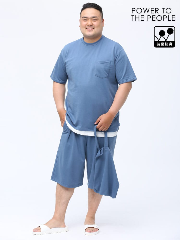 POWER TO THE PEOPLE (パワートゥザピープル) トートバッグ付き 抗菌防臭 半袖 Tシャツ ショートパンツ セットアップ