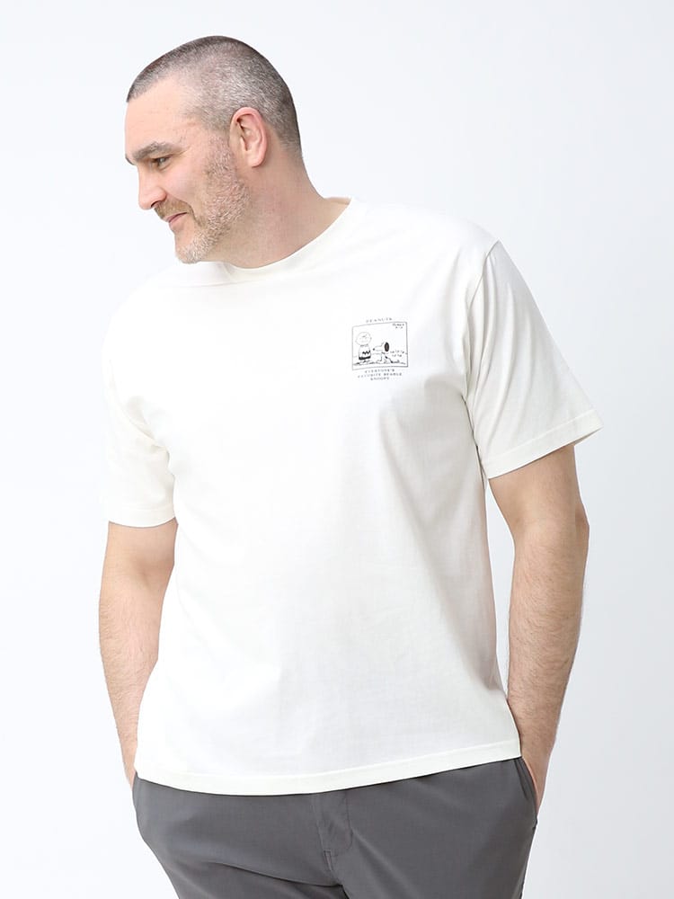 大きいサイズ メンズ PEANUTS (ピーナッツ) SNOOPY スヌーピー レトロコミックプリント クルーネック 半袖 Tシャツ