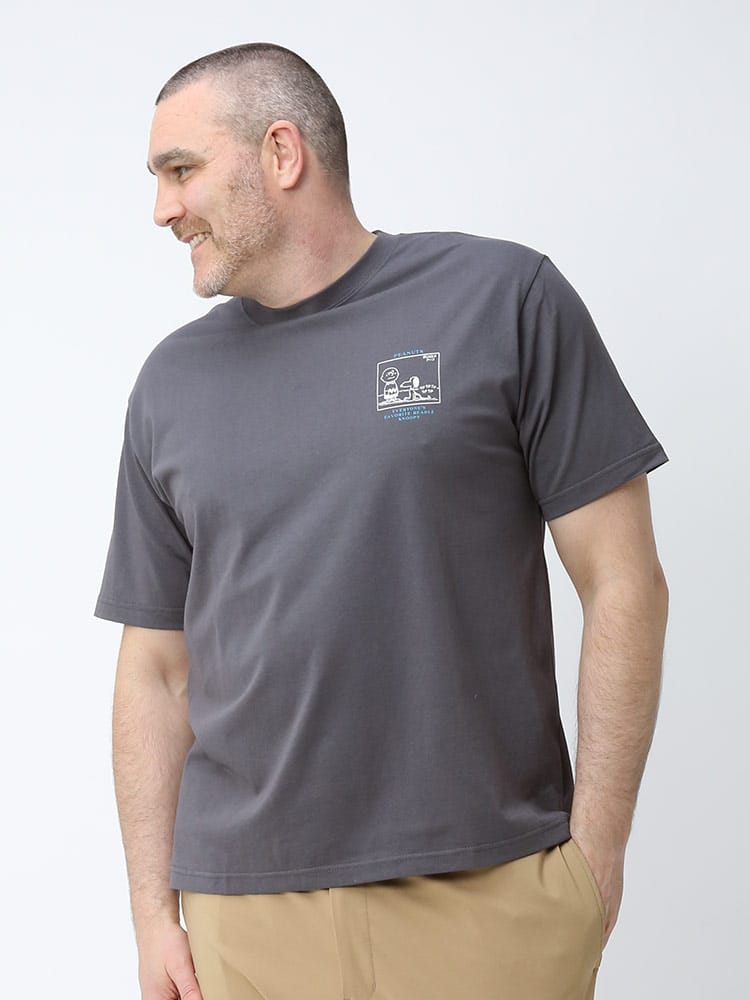 大きいサイズ メンズ PEANUTS (ピーナッツ) SNOOPY スヌーピー レトロコミックプリント クルーネック 半袖 Tシャツ