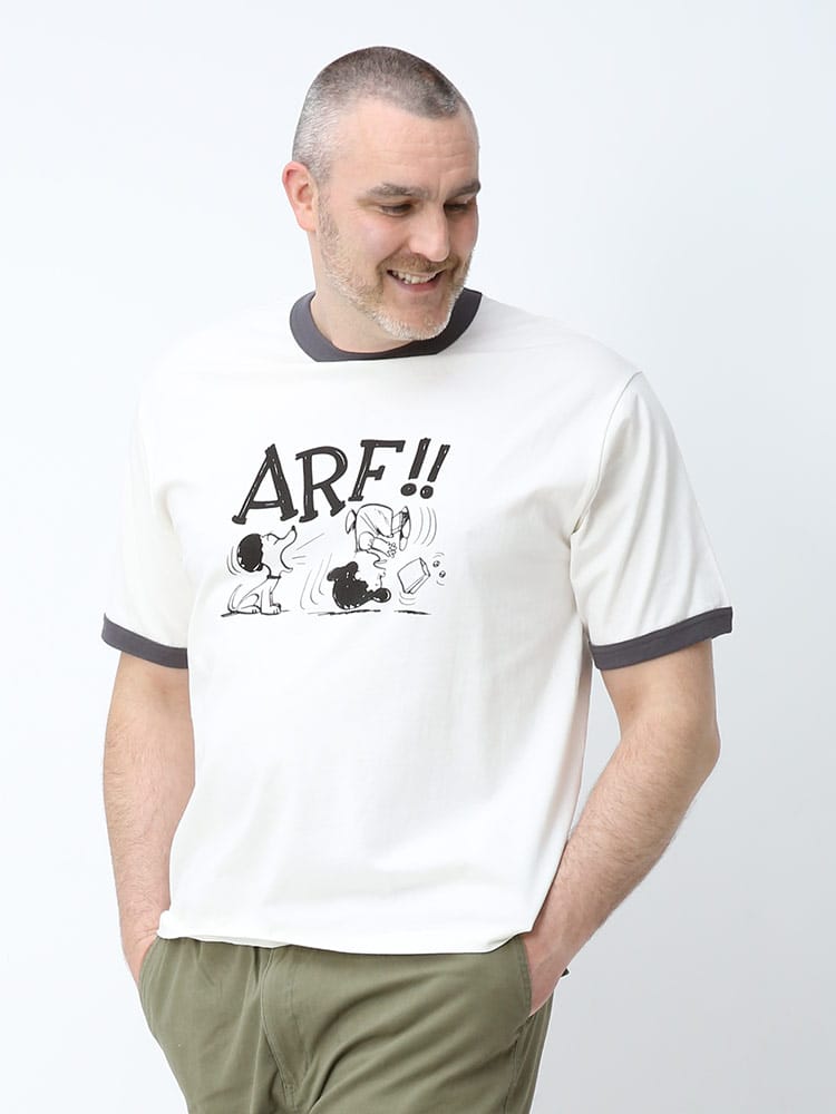 大きいサイズ メンズ PEANUTS (ピーナッツ) SNOOPY スヌーピー レトロプリント クルーネック 半袖 Tシャツ