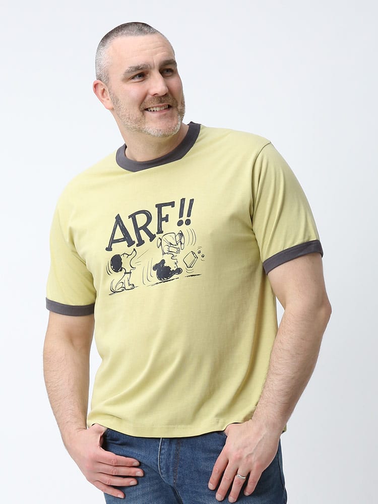 大きいサイズ メンズ PEANUTS (ピーナッツ) SNOOPY スヌーピー レトロプリント クルーネック 半袖 Tシャツ