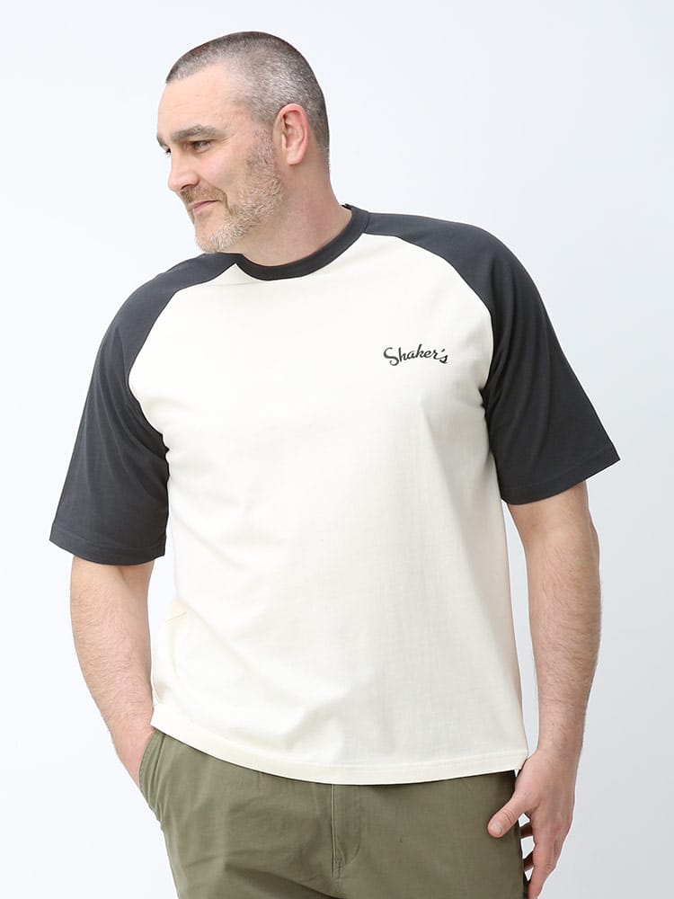 在庫処分 返品交換不可 大きいサイズ メンズ POWER TO THE PEOPLE (パワートゥザピープル) バックジャンクプリント クルーネック ラグラン 半袖 Tシャツ