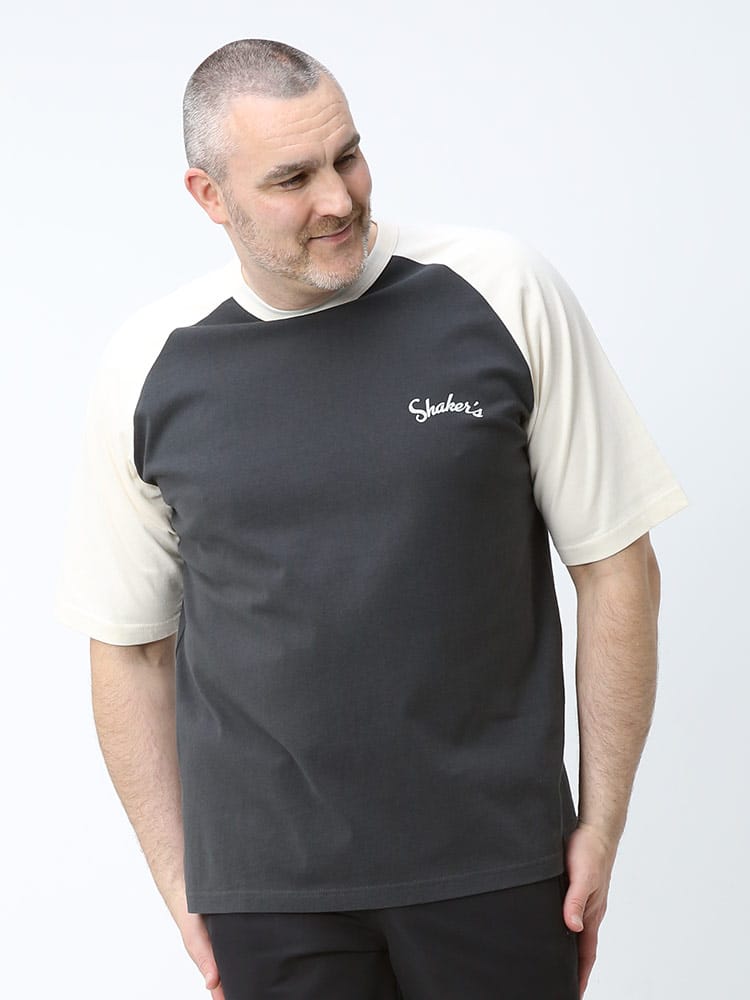 在庫処分 返品交換不可 大きいサイズ メンズ POWER TO THE PEOPLE (パワートゥザピープル) バックジャンクプリント クルーネック ラグラン 半袖 Tシャツ