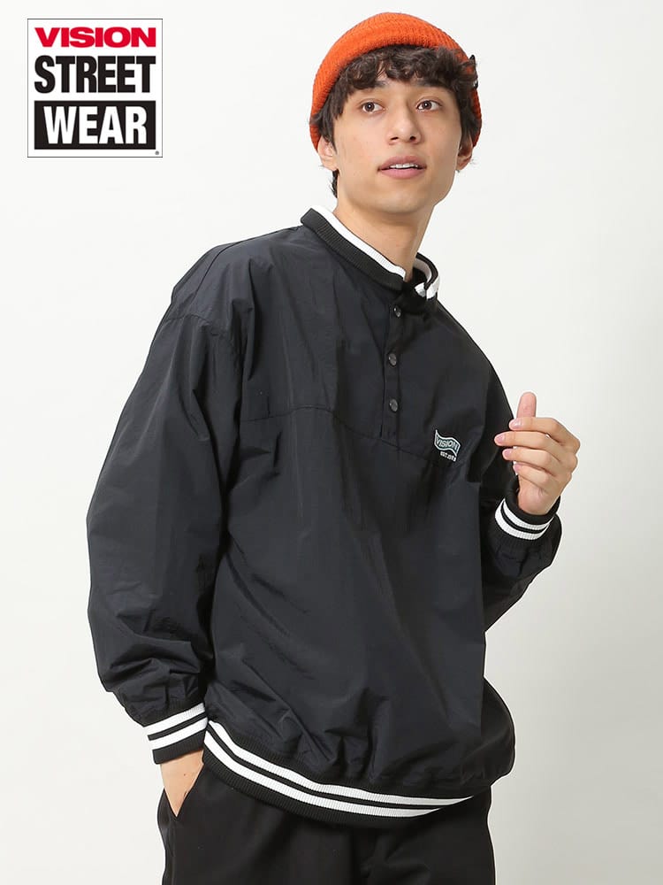 VISION STREET WEAR (ヴィジョンストリートウェア) ハーフボタン リブライン プルオーバー
