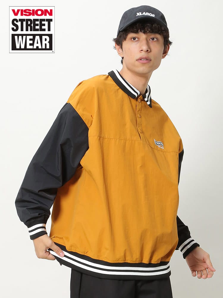VISION STREET WEAR (ヴィジョンストリートウェア) ハーフボタン リブライン プルオーバー