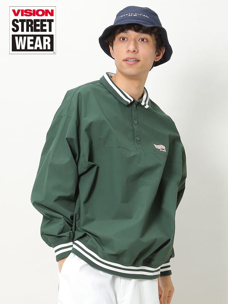 VISION STREET WEAR (ヴィジョンストリートウェア) ハーフボタン リブライン プルオーバー