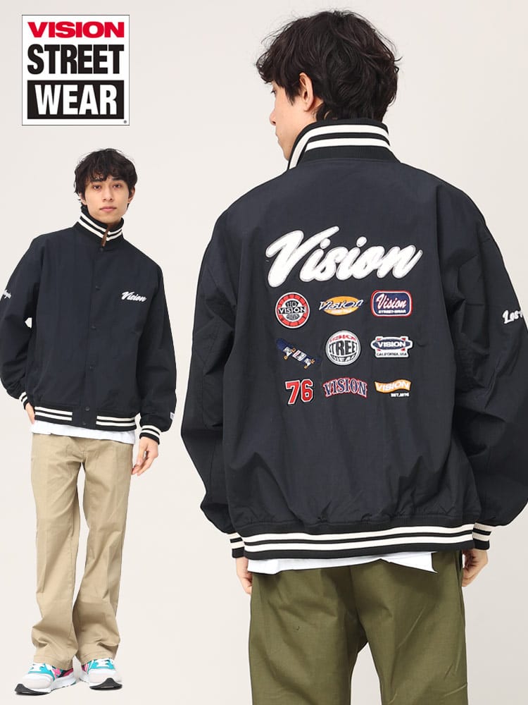 VISION STREET WEAR (ヴィジョンストリートウェア) ナイロン バックデザイン スタジアムジャンパー スタジャン ジャケット ストリート