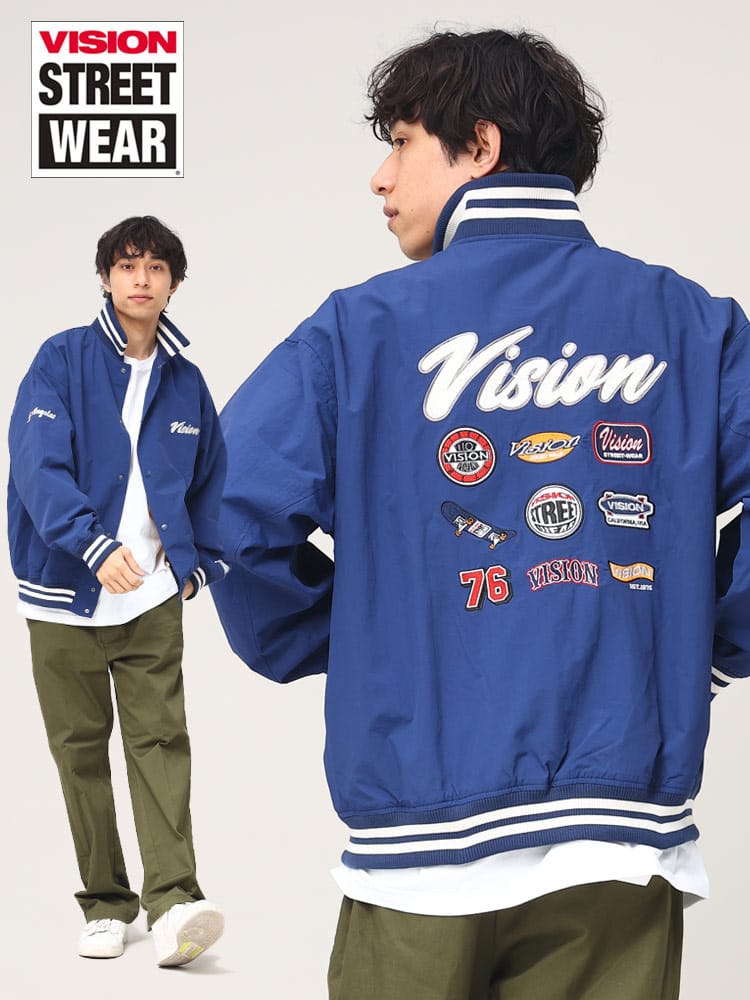 VISION STREET WEAR (ヴィジョンストリートウェア) ナイロン バックデザイン スタジアムジャンパー スタジャン ジャケット ストリート