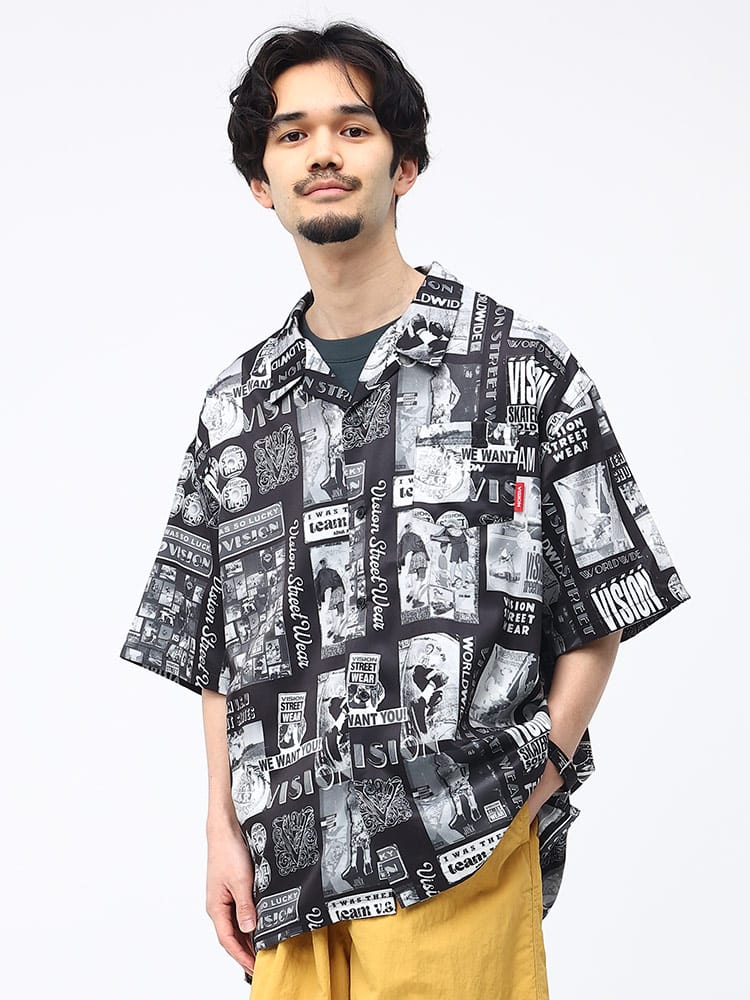 VISION STREET WEAR (ヴィジョンストリートウェア) 【VISION】ヴィンテ－ジフォト オープンカラー 半袖 シャツ