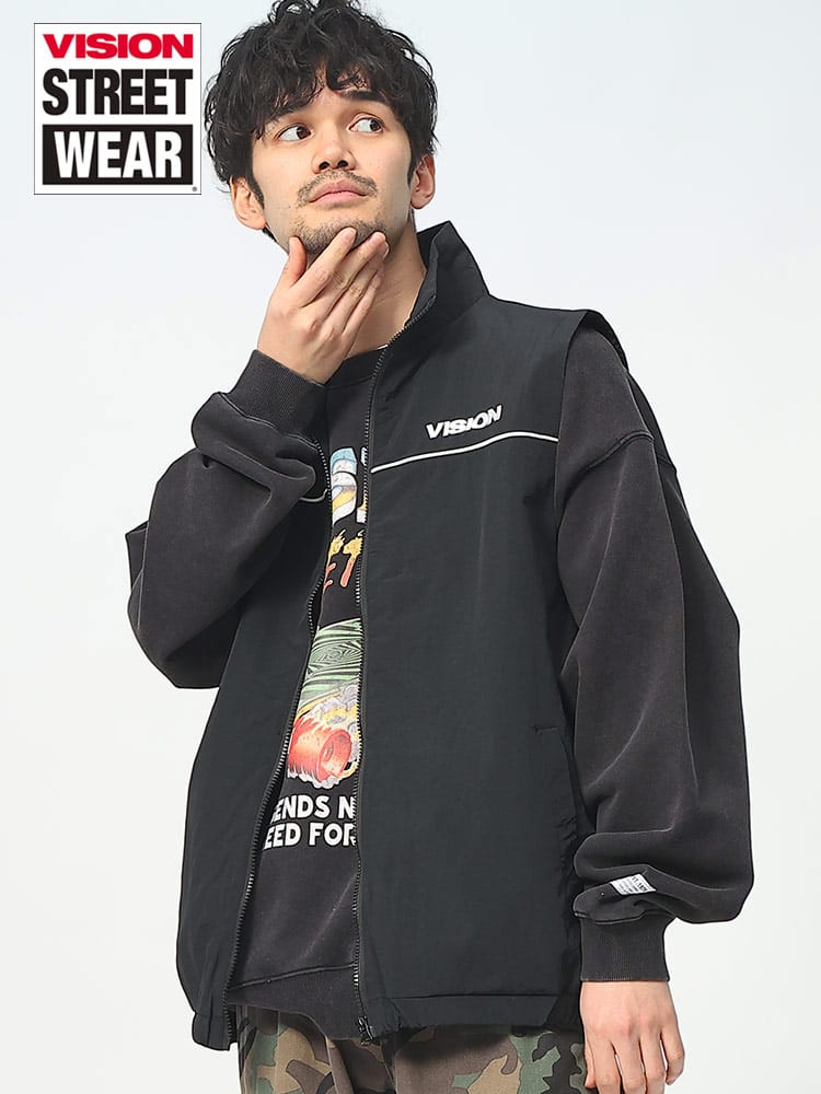 VISION STREET WEAR (ヴィジョンストリートウェア) ナイロン フルジップ ベスト