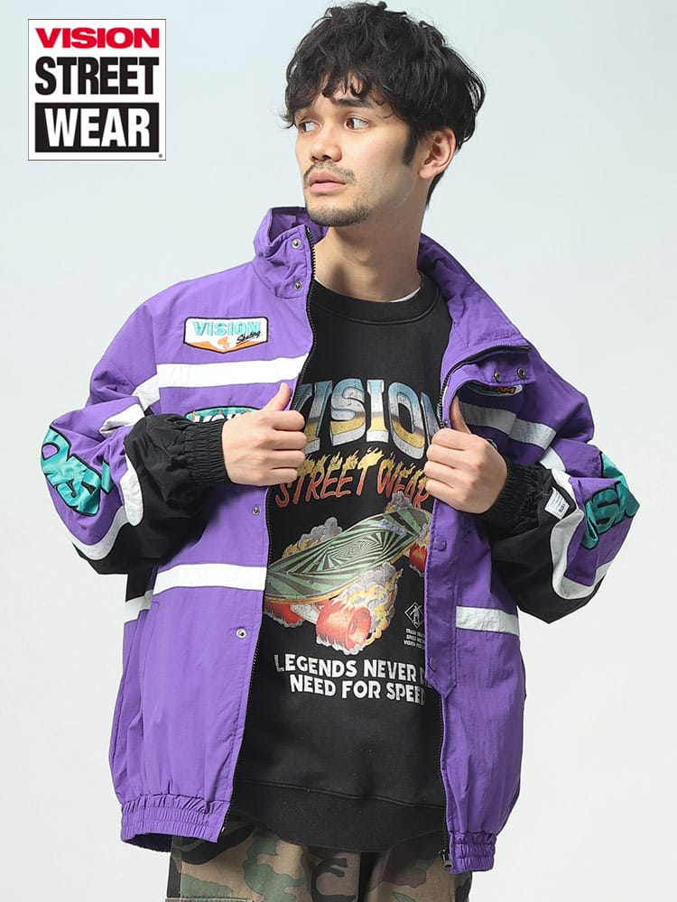 VISION STREET WEAR (ヴィジョンストリートウェア) ナイロン 刺繍 フルジップ ジャケット