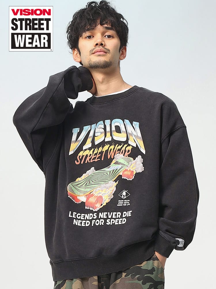 VISION STREET WEAR (ヴィジョンストリートウェア) BIGプリント クルーネック トレーナー
