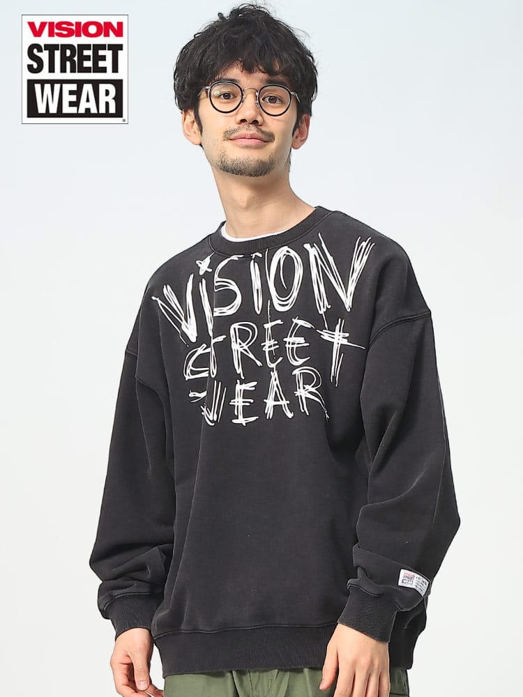 VISION STREET WEAR (ヴィジョンストリートウェア) BIGプリント クルーネック トレーナー