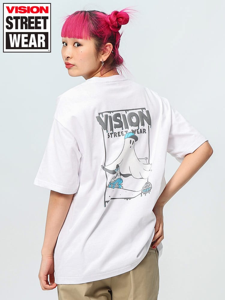 VISION STREET WEAR (ヴィジョンストリートウェア) ゴーストスケータープリント クルーネック 半袖 Ｔシャツ