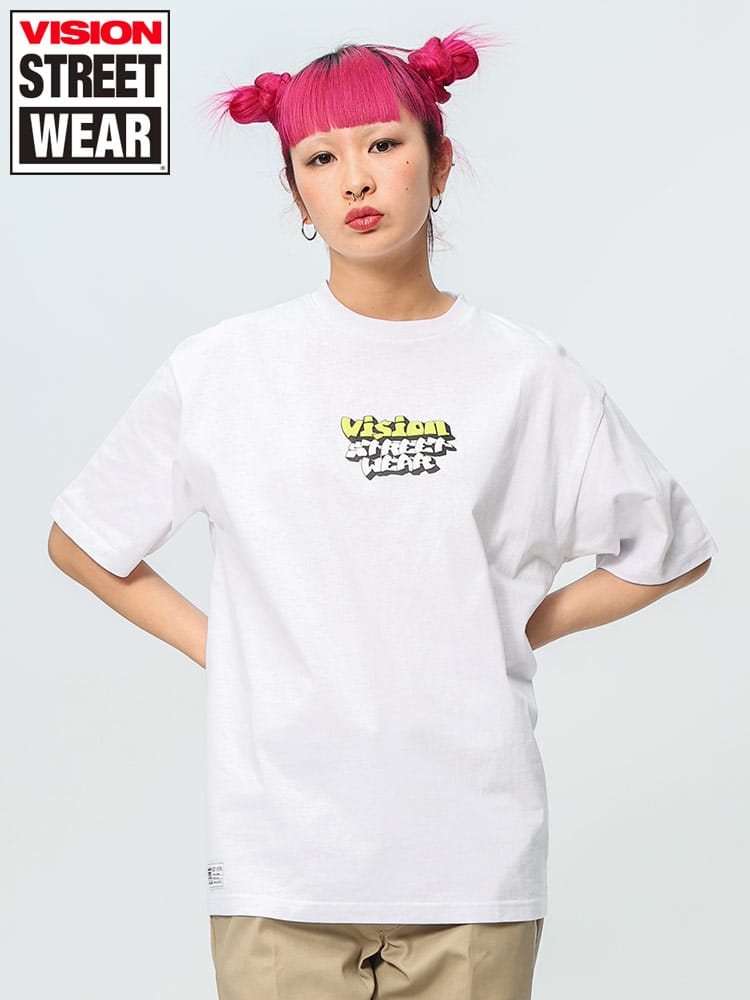 VISION STREET WEAR (ヴィジョンストリートウェア) 恐竜マルチイラスト クルーネック 半袖 Tシャツ